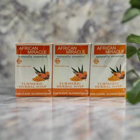 African Miracle Naturally Essential Turmeric Herbal Soap (pack of 6)