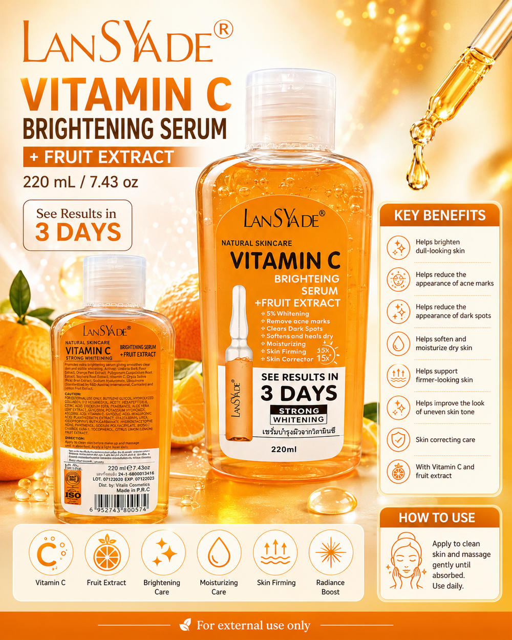 LANSYADE Vitamin C Brightening Serum – 220 mL