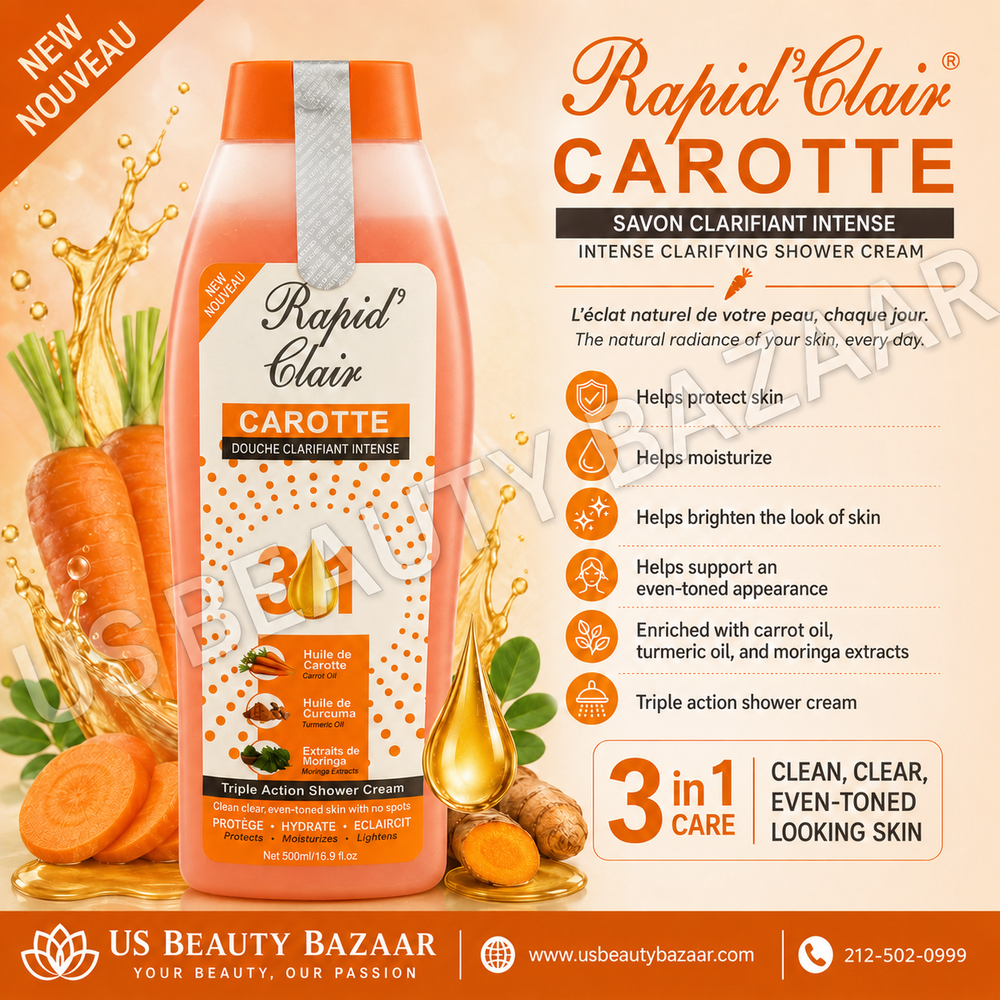 Rapid’Clair Carotte Triple Action Shower Cream Size: 500 ml / 16.9 fl. oz.