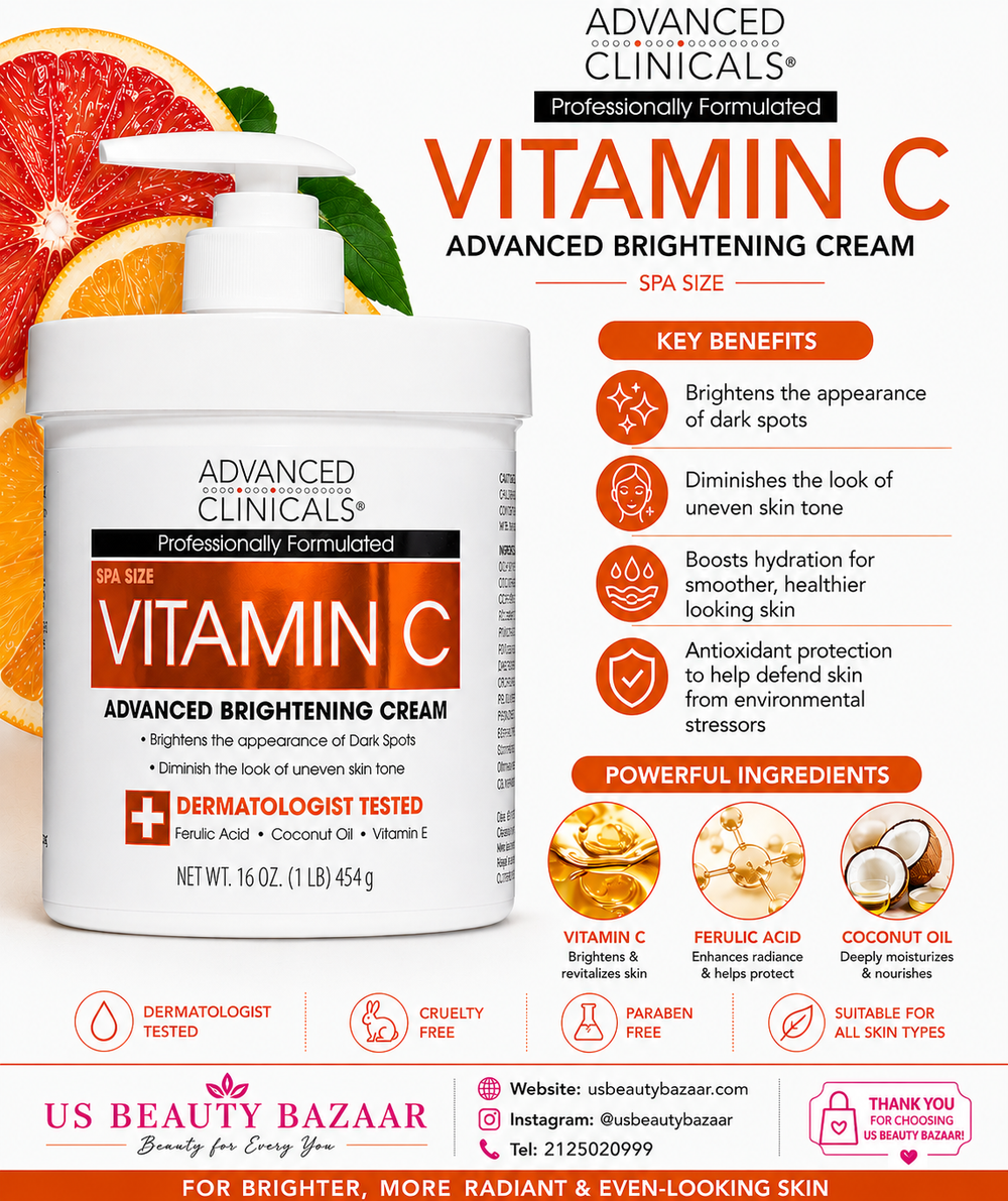Advanced Clinicals Vitamin C Advanced Brightening Cream 16 oz 454G