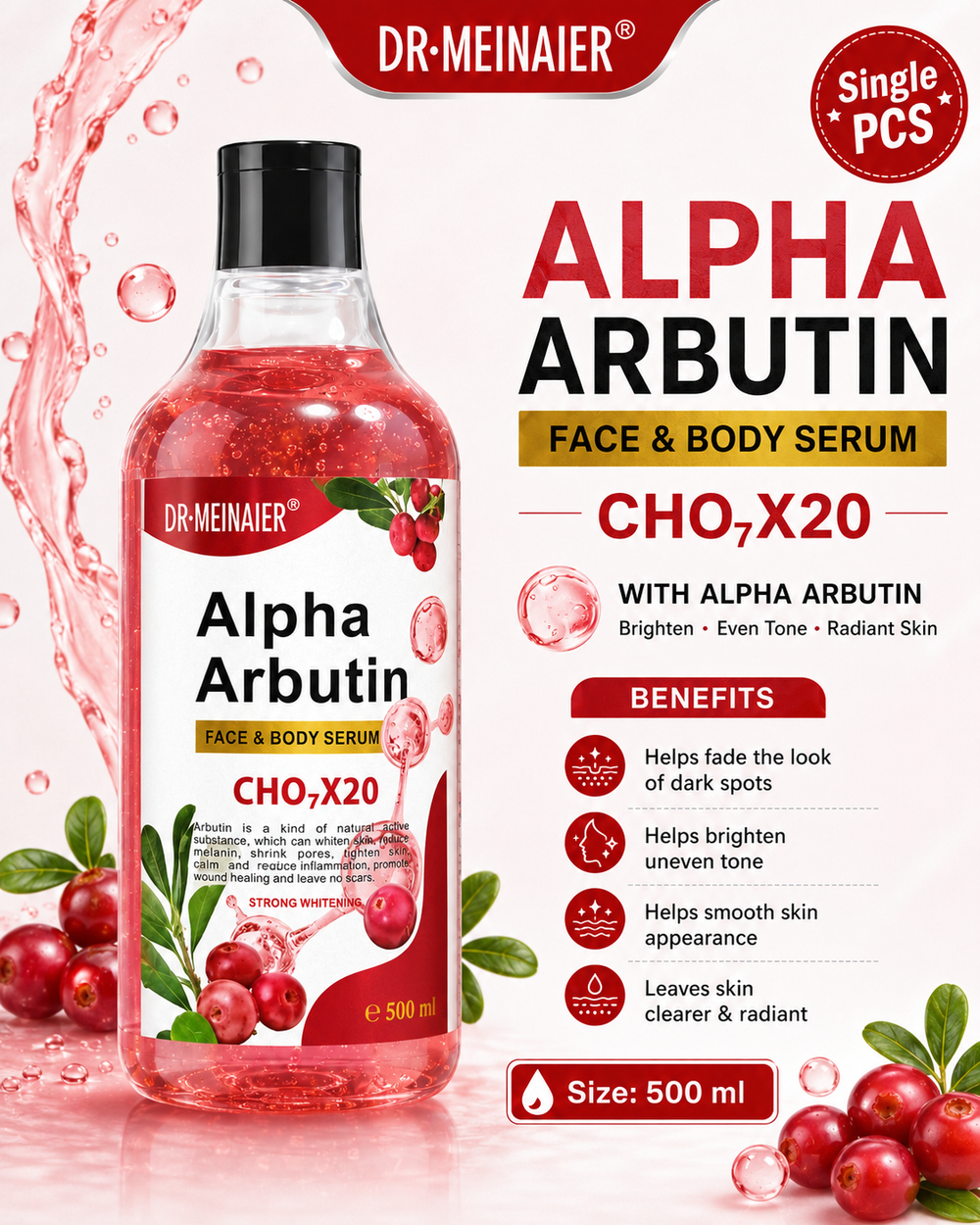 DR Meinaier Alpha Arbutin Face & Body Serum - 500 Ml