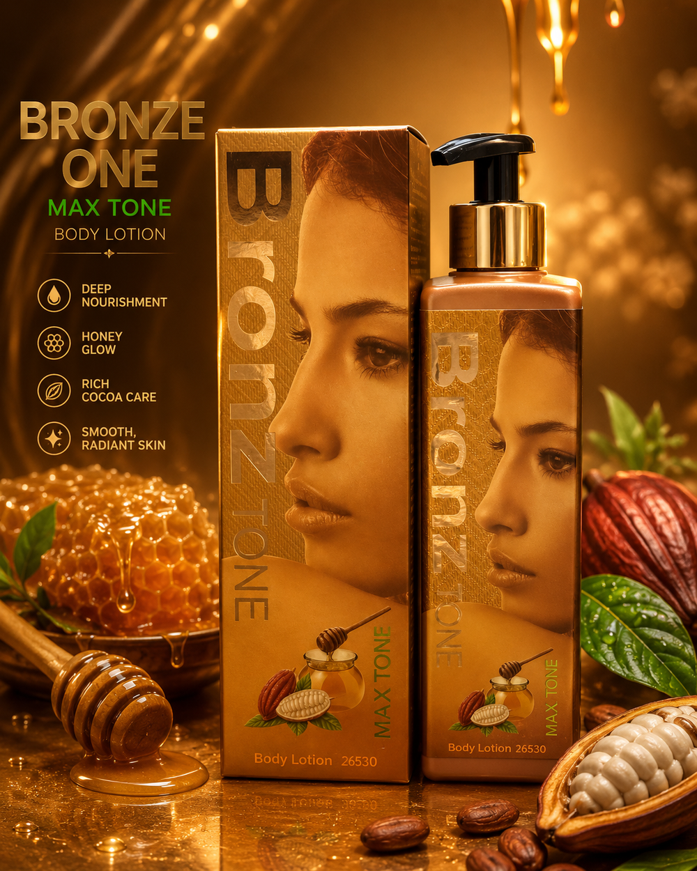 Bronz Tone Maxi Tone Fade Milk With Cocoa Butter & Honey 500 ml 17.1oz (Big size)