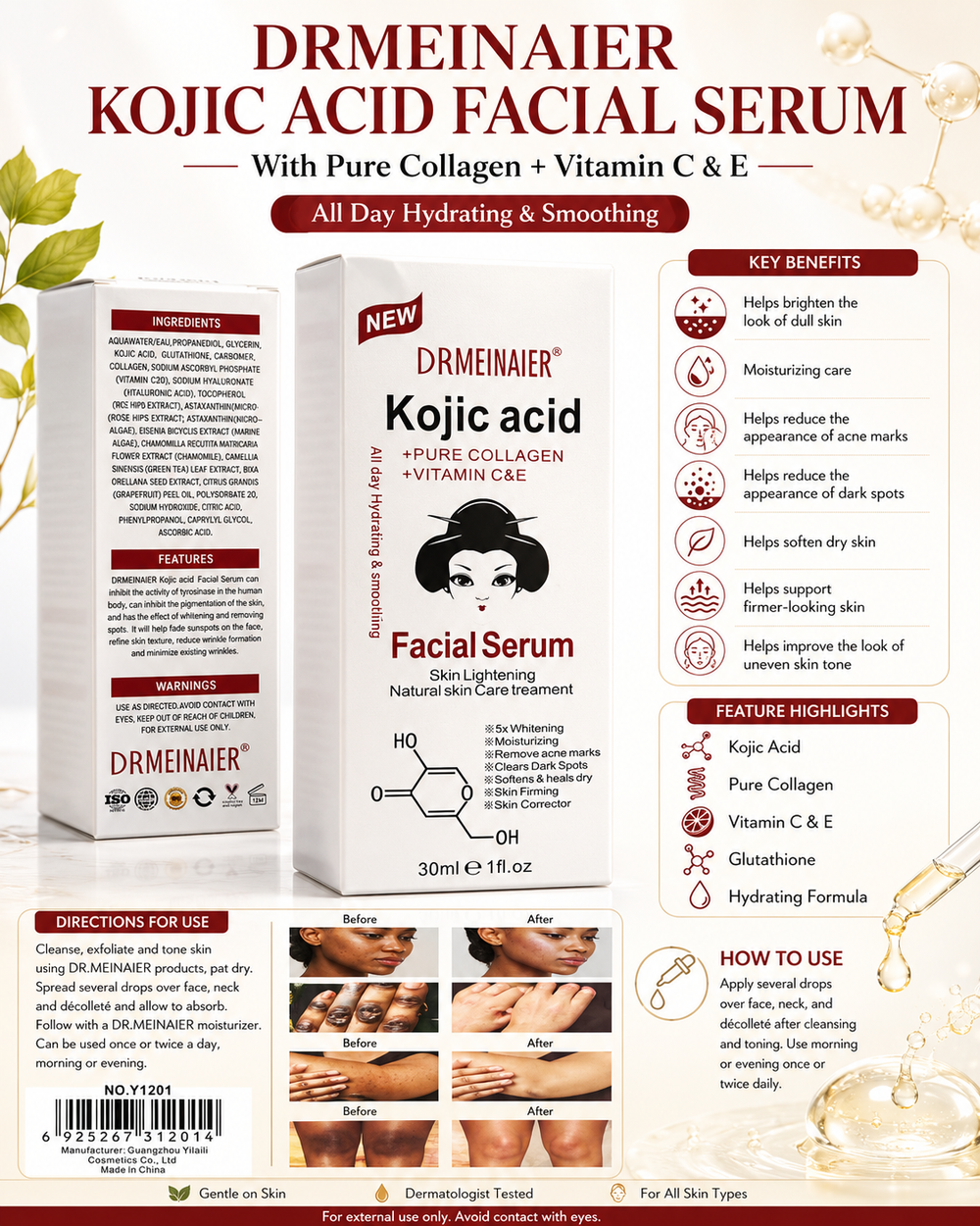 DRMEINAIER Kojic Acid Facial Serum – 30 mL