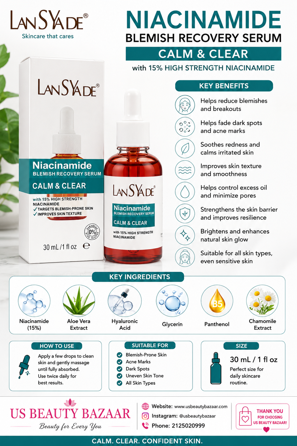 LanSyde Niacinamide Blemish Recovery Serum 30 mL / 1 fl oz