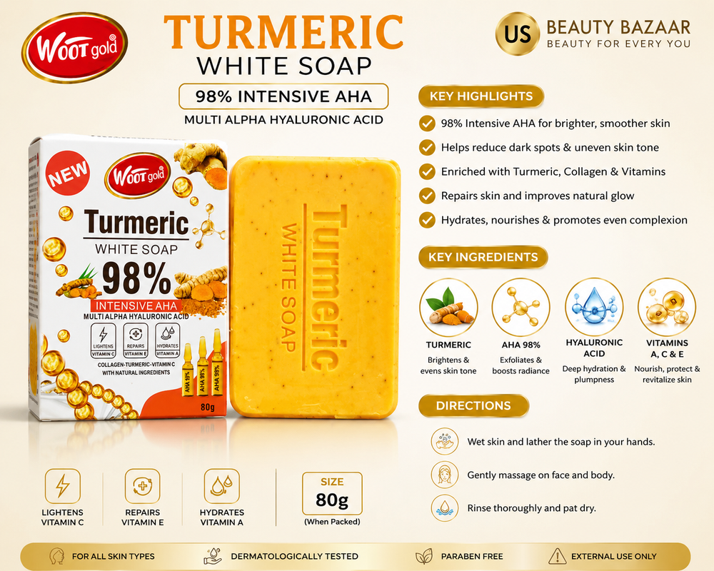 Woot Gold Turmeric White Soap Size 80 Grm